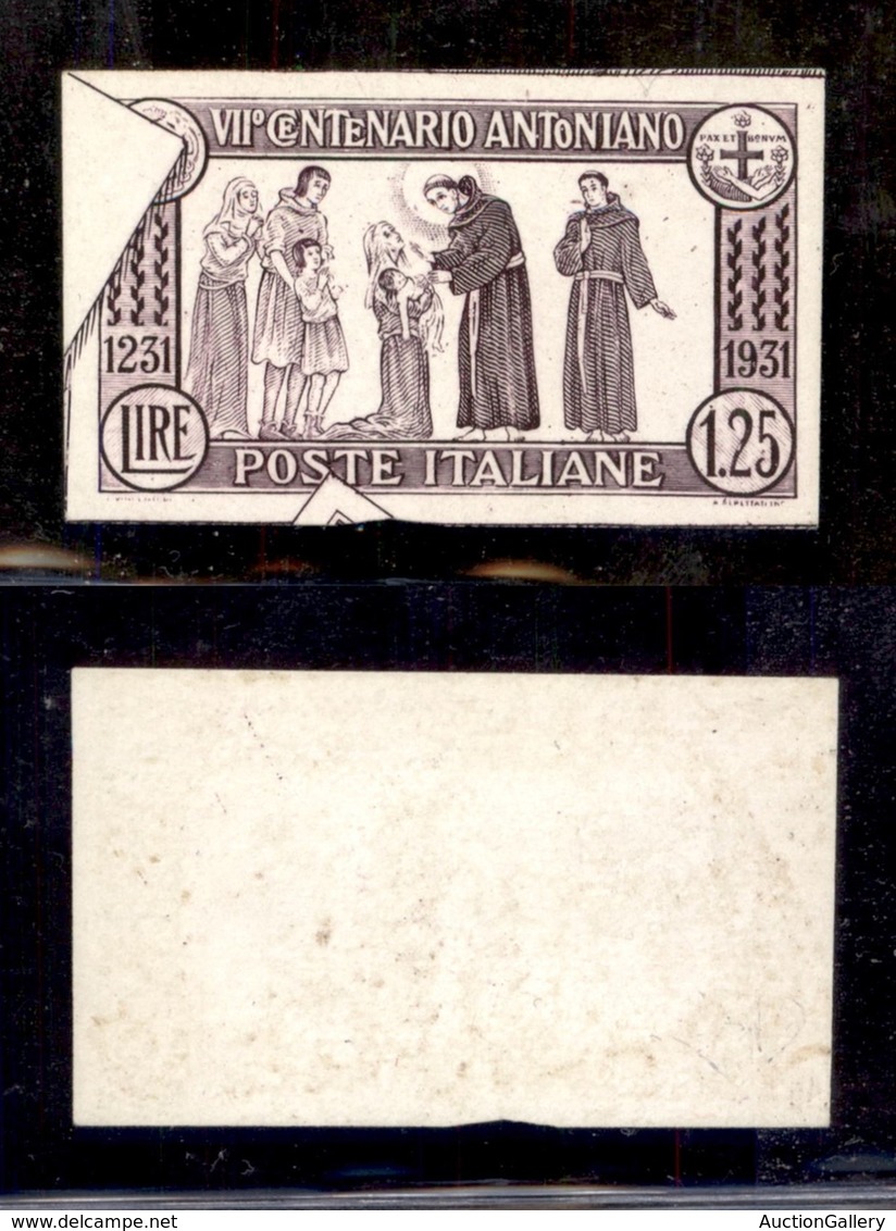 REGNO D'ITALIA - REGNO - 1931 - Saggio D’Incisione - 1,25 Lire S. Antonio (tipo 297) Su Carta Patinata - Senza Gomma - C - Sonstige & Ohne Zuordnung