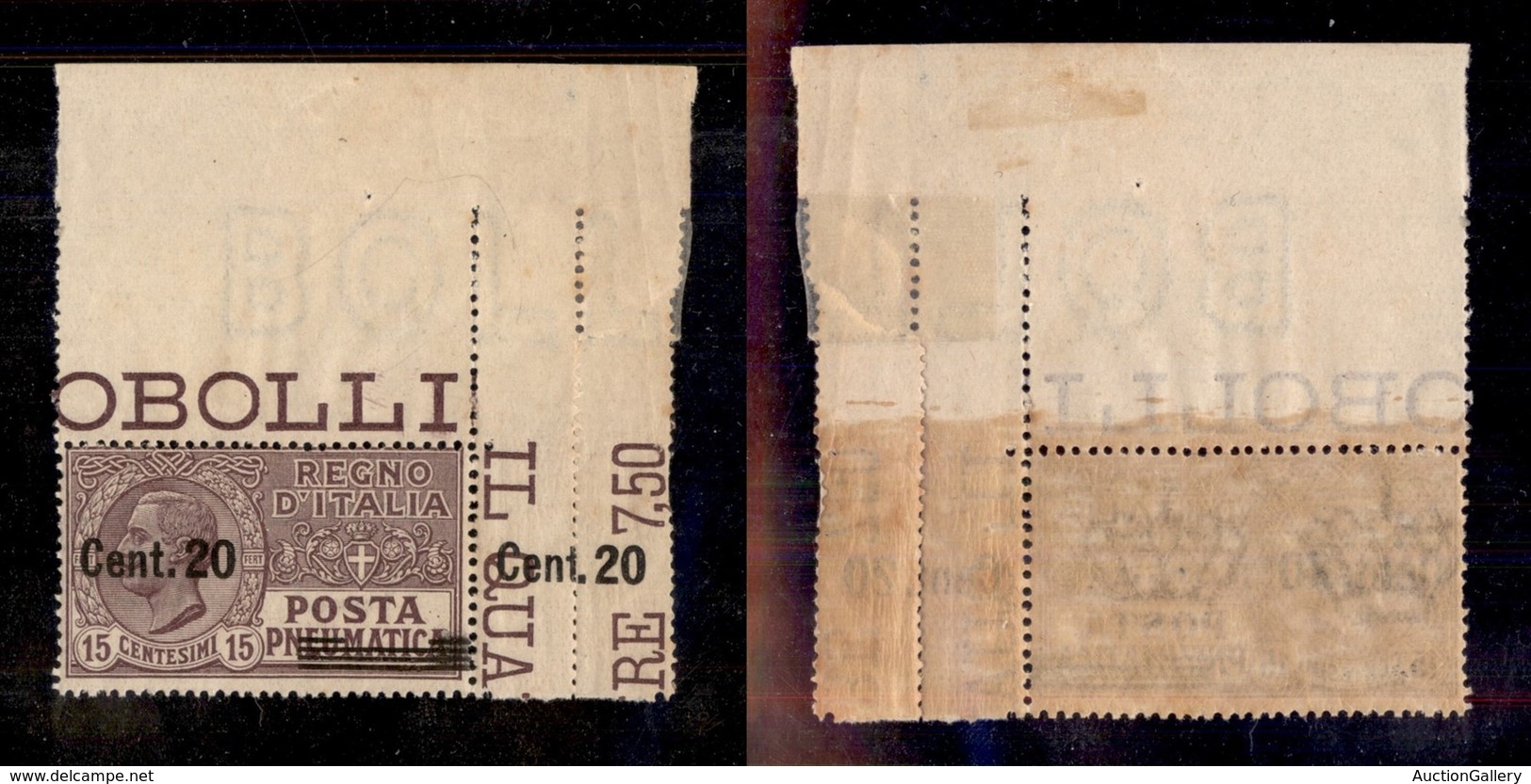 REGNO D'ITALIA - REGNO - 1925 - Posta Propagandistica - 20 Cent Su 15 (6fa) Bordo Foglio Con Soprastampa Spostata Ripetu - Autres & Non Classés