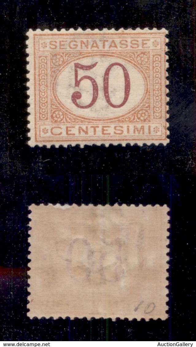 REGNO D'ITALIA - REGNO - 1870 - Segnatasse - 50 Cent (9) - Gomma Originale - Centratura Discreta - Cert. AG (3.200) - Other & Unclassified