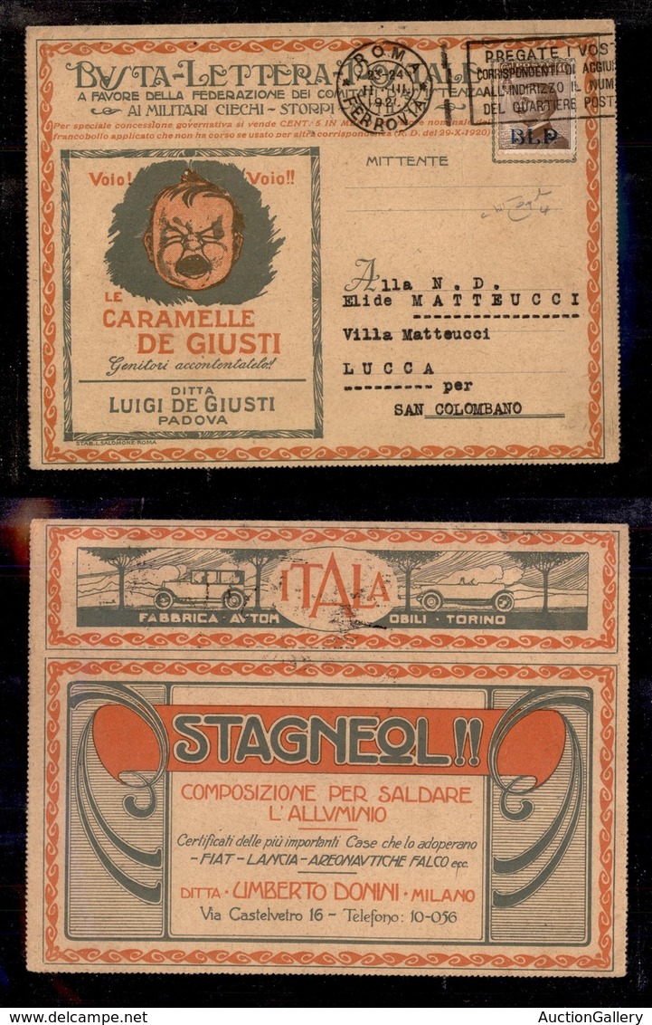 REGNO D'ITALIA - REGNO - BLP - 40 Cent (4) Su Busta Speciale (Nazionale 11/20-giallo) Da Roma A Lucca Del 2.3.21 - Rayba - Autres & Non Classés