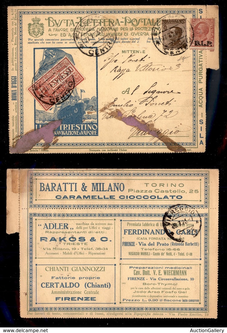 REGNO D'ITALIA - REGNO - BLP - 10 Cent (13) + Complementari (84-7 Espresso) - Busta Speciale (42 Nazionale) Da Firenze A - Sonstige & Ohne Zuordnung