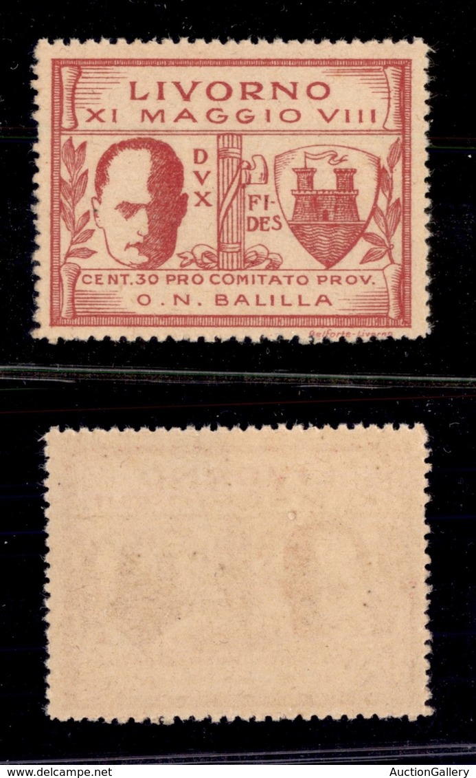 REGNO D'ITALIA - REGNO - Livorno - 1930 - 30 Cent (1) - Gomma Integra (400) - Other & Unclassified