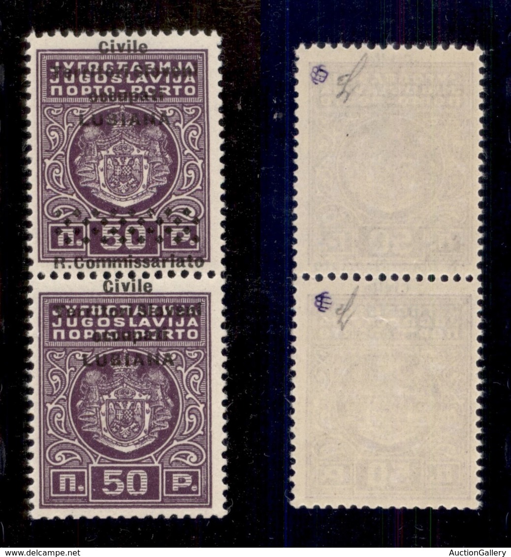 OCCUPAZIONI - LUBIANA - 1941 - Segnatasse - 50 Para (6h+6i) In Coppia - Gomma Integra - Lubiana