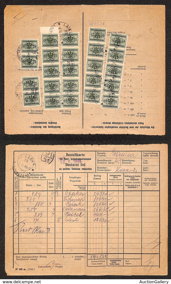 OCCUPAZIONI - OCCUPAZIONE TEDESCA - Segnatasse - Modulo Amministrativo Del 8.2.45 Con 24 Pezzi Del 25 Cent (4) - Sonstige & Ohne Zuordnung