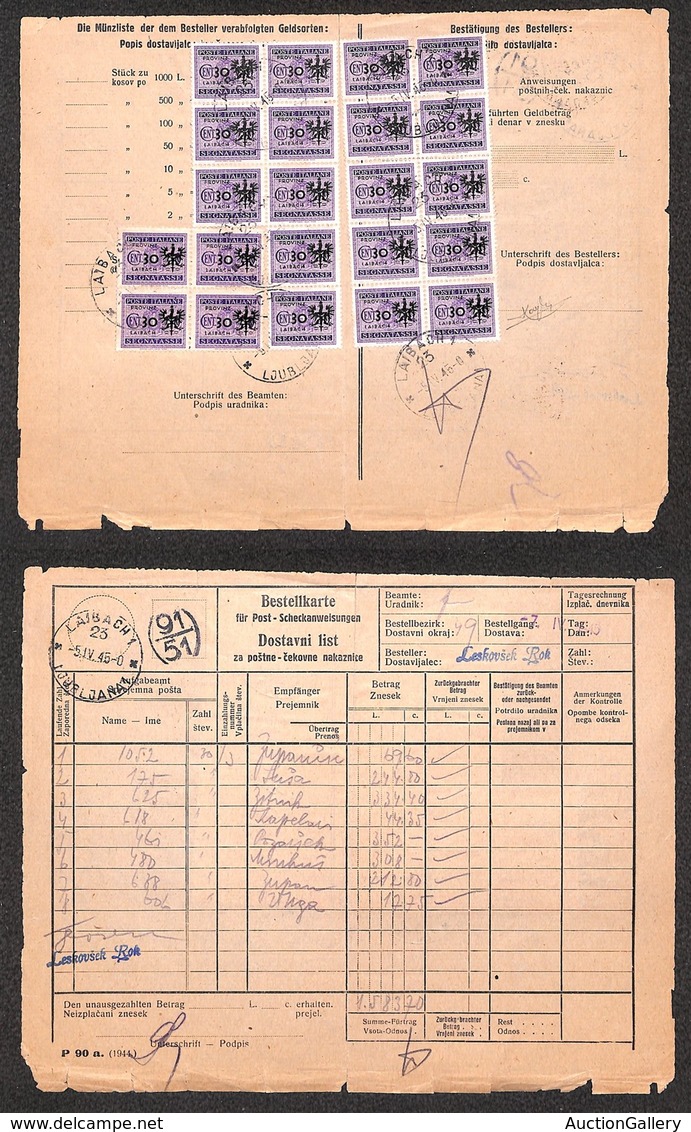 OCCUPAZIONI - OCCUPAZIONE TEDESCA - Segnatasse - Modulo Amministrativo Del 7.4.45 Con 22 Pezzi Del 30 Cent (5) - Sonstige & Ohne Zuordnung