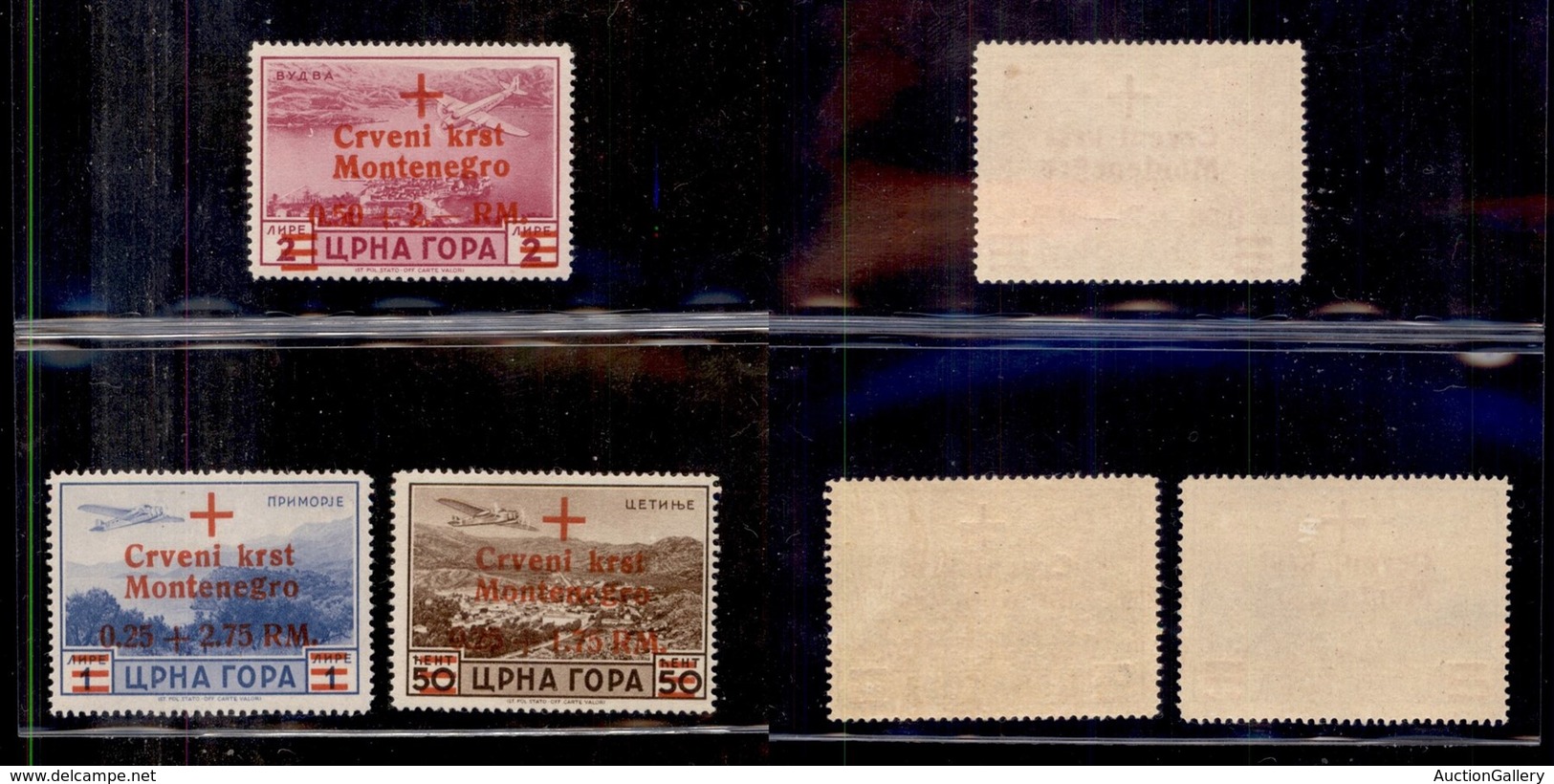OCCUPAZIONI - MONTENEGRO - Croce Rossa (9/11-Aerea) - Serie Completa - Gomma Integra - Montenegro