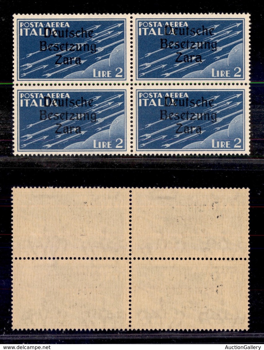 OCCUPAZIONI - ZARA - 1943 - 2 Lire (6-Aerea) In Quartina - Gomma Integra (320) - Sonstige & Ohne Zuordnung