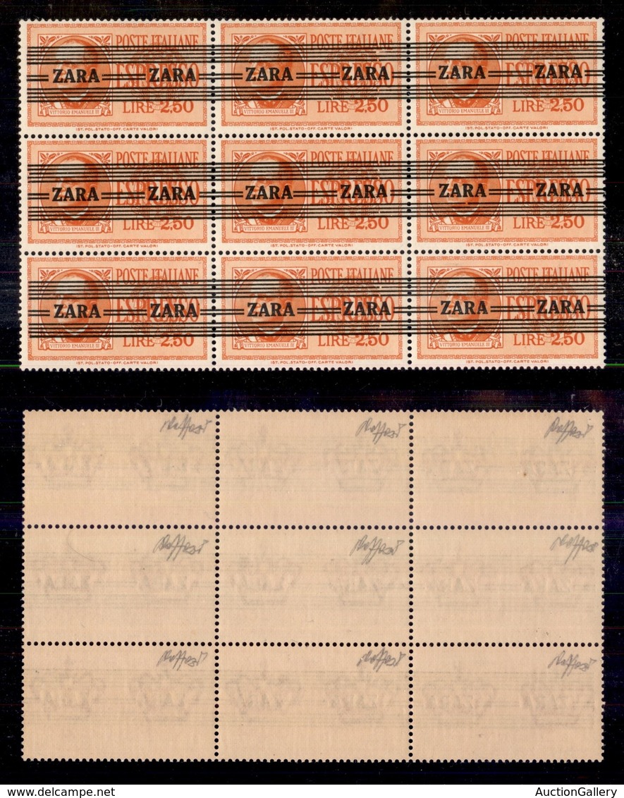 OCCUPAZIONI - ZARA - 1943 - Espressi - 2,50 Lire (4) - Blocco Di Nove - Gomma Integra - Caffaz (3.375+) - Sonstige & Ohne Zuordnung