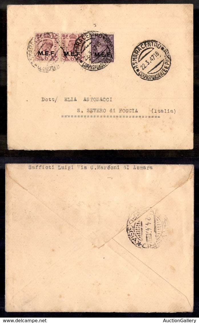 COLONIE - MEF - Busta Da Asmara A S.Severo Del 22.3.47 (520) - Other & Unclassified