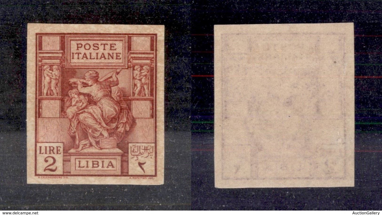 COLONIE - LIBIA - 1924 - 2 Lire Sibilla (43b) Non Dentellato - Senza Gomma (600) - Other & Unclassified