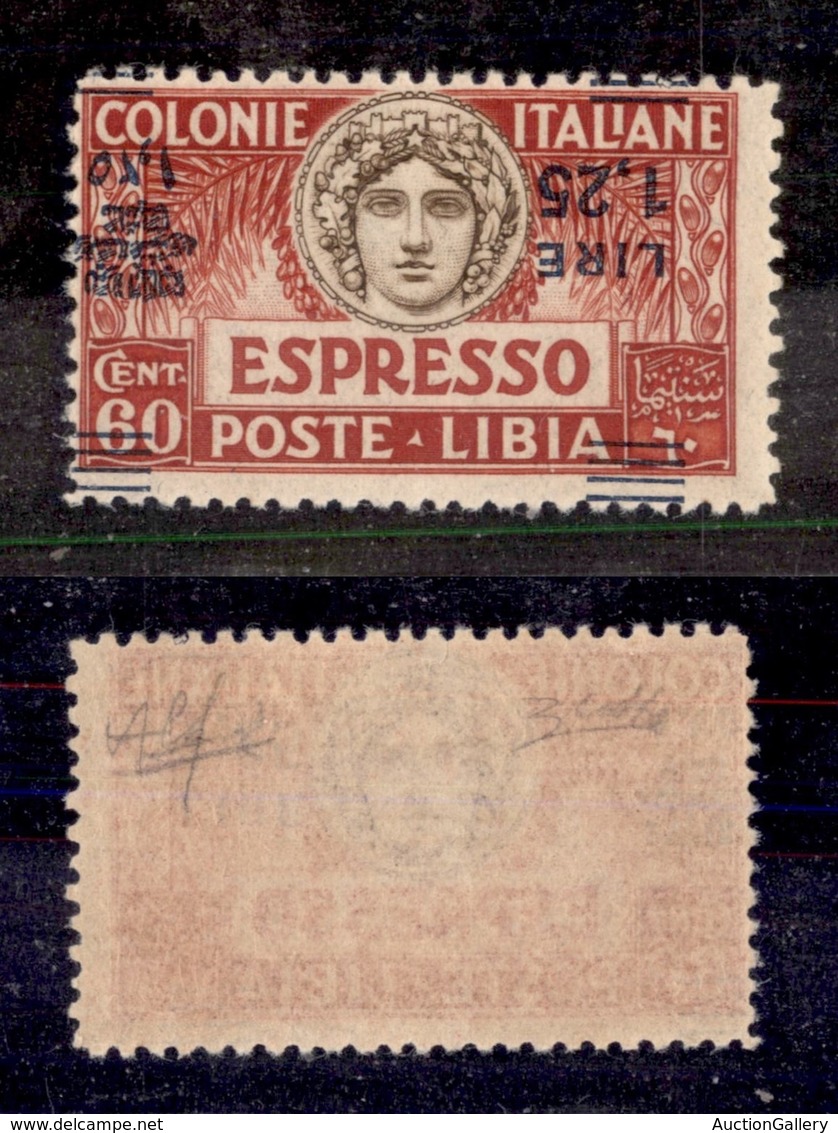 COLONIE - LIBIA - 1927 - Espressi - 1,25 Lire Su 60 Cent (12b) Con Soprastampa Capovolta Spostata In Basso - Gomma Integ - Autres & Non Classés