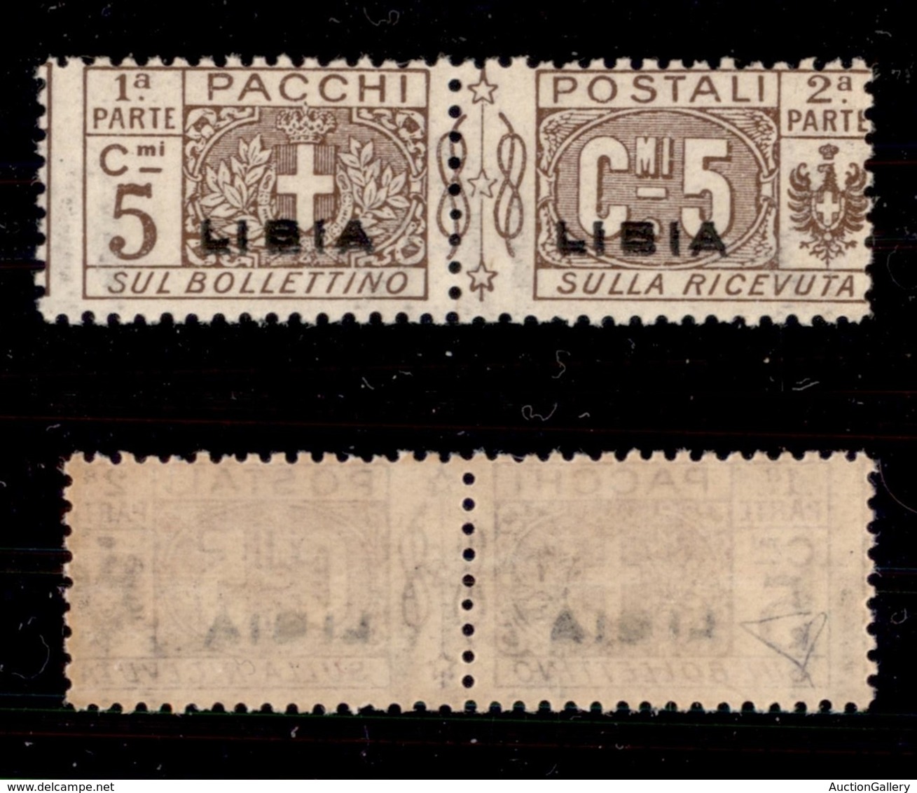 COLONIE - LIBIA - 1915 - Pacchi Postali - 5 Cent (1a) Con Doppia Soprastampa - Gomma Integra - Cert. AG (900) - Autres & Non Classés