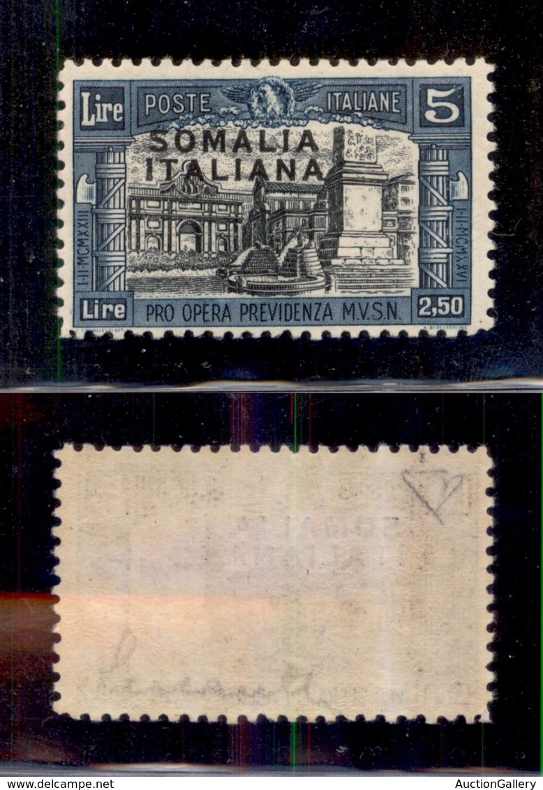 COLONIE - SOMALIA - 1927 - Non Emesso - 5 Lire Milizia (108A) - Gomma Integra - Diena + Cert. AG (3.200) - Altri & Non Classificati