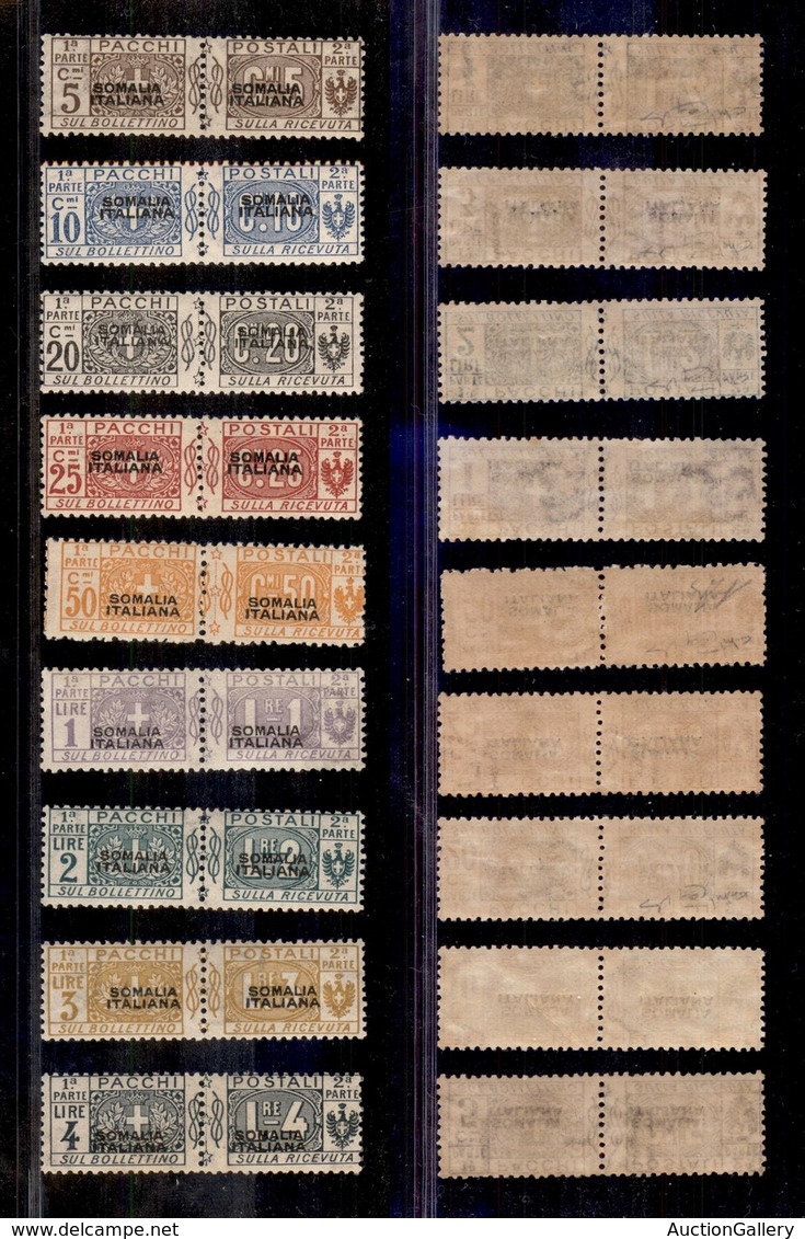 COLONIE - SOMALIA - 1917/1919 - Pacchi Postali (1/9) - Serie Completa - Gomma Integra - Cert. Raybaudi (2.800) - Autres & Non Classés