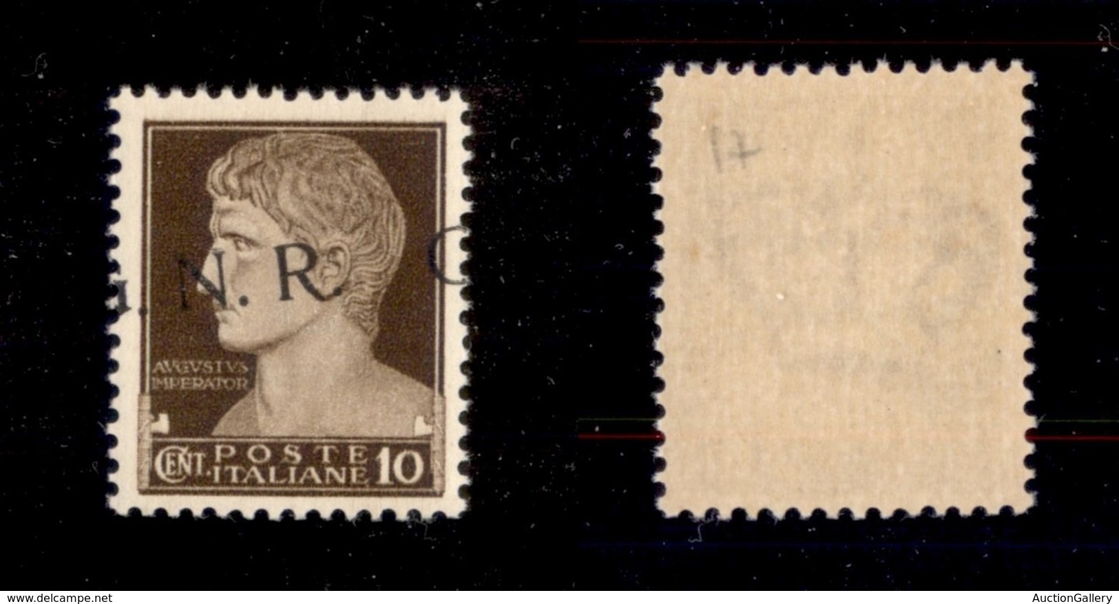 REPUBBLICA SOCIALE - GNR BRESCIA - 1943 - 10 Cent (471/Ia) Con Soprastampa Obliqua (pos. 17) - Gomma Integra - Cert. AG  - Other & Unclassified