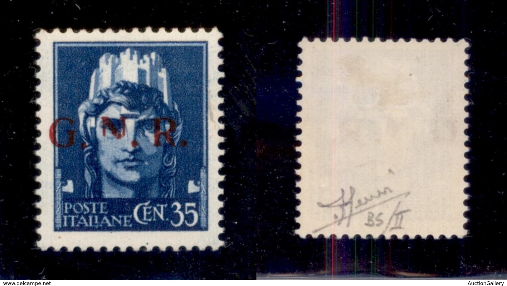 REPUBBLICA SOCIALE - GNR BRESCIA - 1943 - Secondo Tipo - 35 Cent (476/II) - N Incompleta (posizione 42) - Gomma Original - Autres & Non Classés