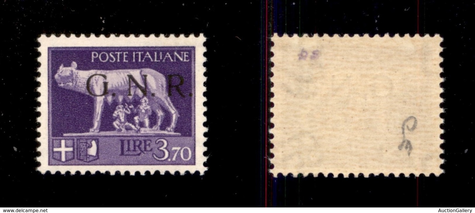 REPUBBLICA SOCIALE - GNR BRESCIA - 1943 - 3,70 Lire (484/I) - Gomma Integra - Cert. AG (1.400) - Autres & Non Classés