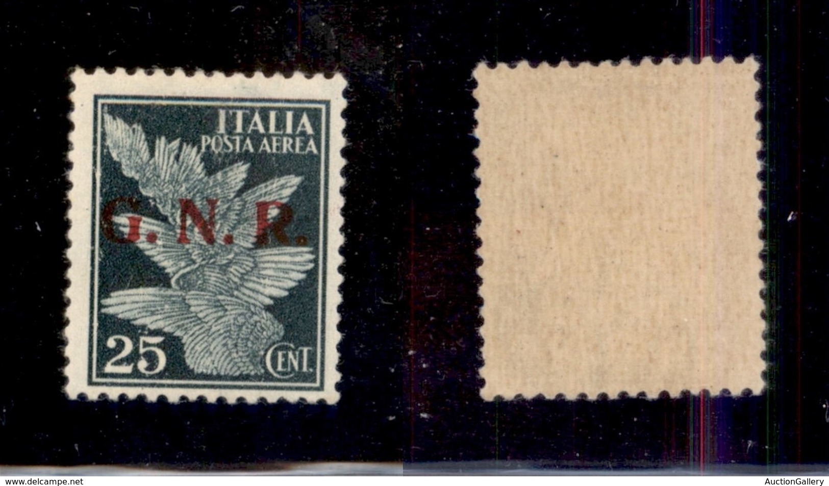 REPUBBLICA SOCIALE - GNR BRESCIA - 1943 - Secondo Tipo - 25 Cent (117/II-errore Ad) - Punti Grossi Dopo Le Lettere - Gom - Other & Unclassified