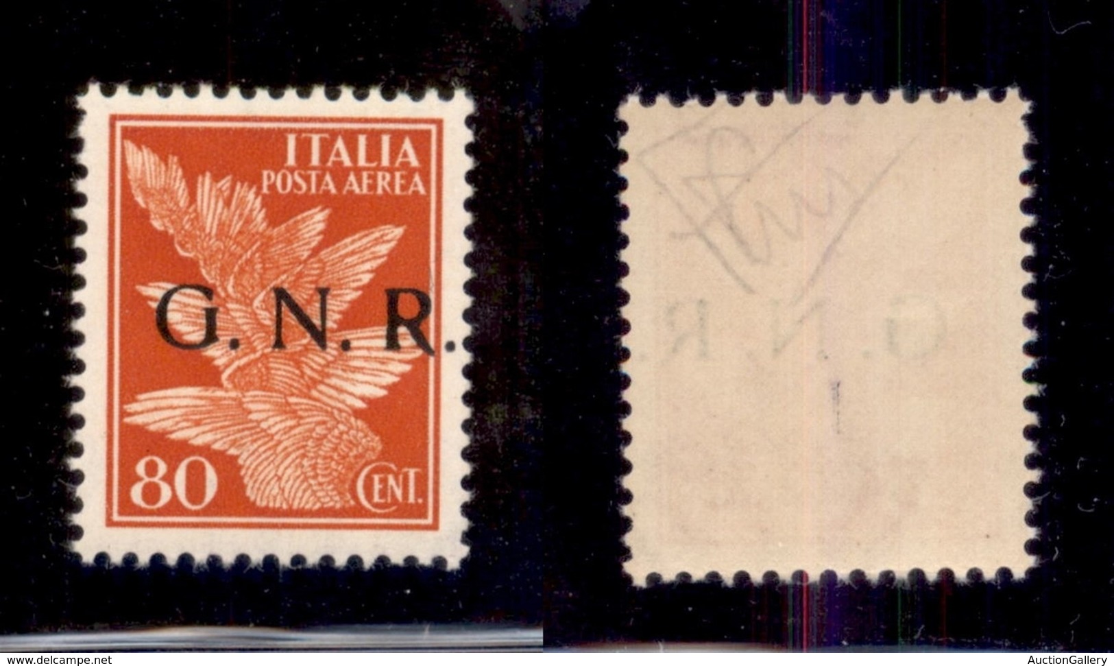 REPUBBLICA SOCIALE - GNR BRESCIA - 1943 - GNR Brescia - 80 Cent (120/Ida-Aerea) - Soprastampa A Destra - Gomma Integra - - Sonstige & Ohne Zuordnung