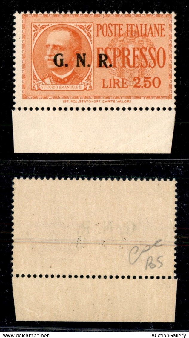 REPUBBLICA SOCIALE - GNR BRESCIA - 1943 - 2,50 Lire - Espressi (20/IIIb+i) - Soprastampa A Sinistra + Punto Piccolo Dopo - Other & Unclassified