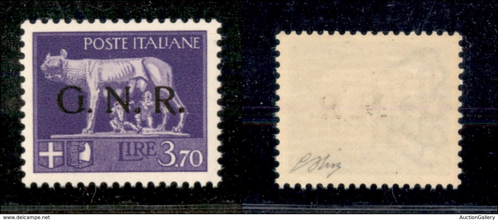 REPUBBLICA SOCIALE - GNR VERONA - 1944 - 3,70 Lire (484iac) Con Punto Piccolo Dopo G + Punto Grosso Dopo N - Gomma Integ - Other & Unclassified