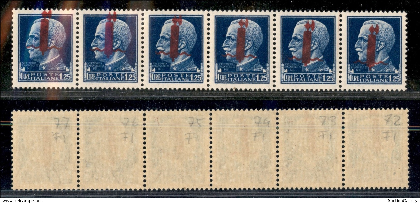 REPUBBLICA SOCIALE - PROVVISORI  - 1944 - Firenze - 1,25 Lire (495)Ih) Con Soprastampa Obliqua - Striscia Orizzontale Di - Other & Unclassified