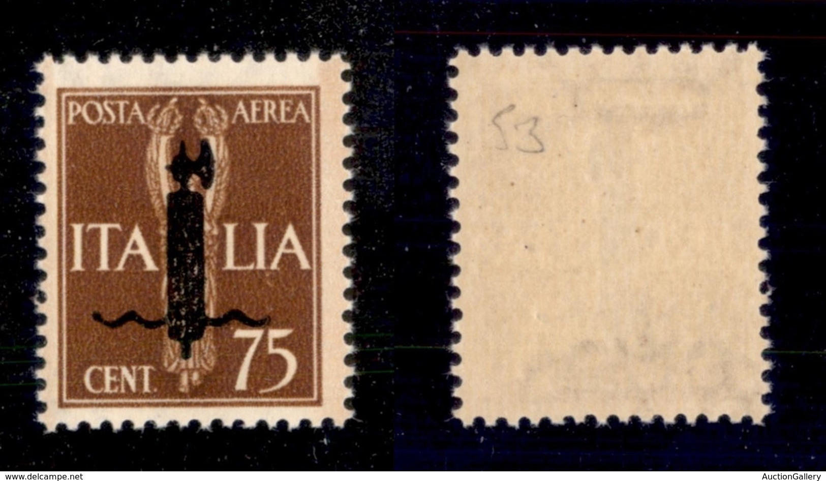 REPUBBLICA SOCIALE - PROVVISORI  - 1944 - Saggi - 75 Cent (P10A-Aerea) - Gomma Integra - Cert. AG (6.000) - Other & Unclassified