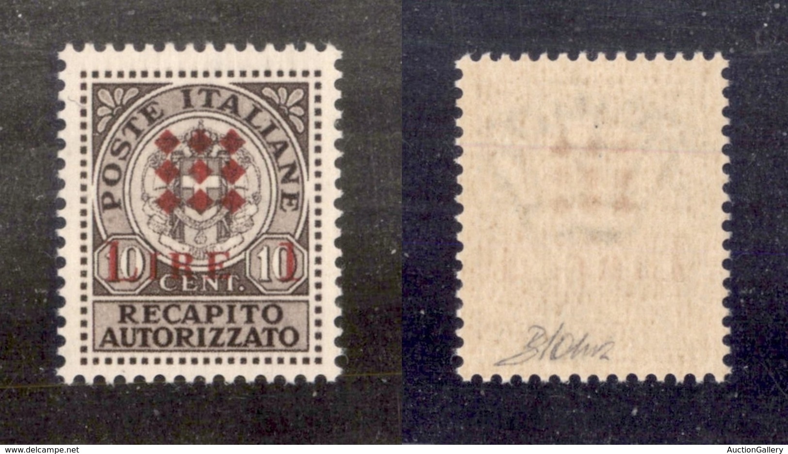 EMISSIONI LOCALI - CLN - GUIDIZZOLO - 1945 - Non Emessi - 1 Lira Su 10 Cent (1B) Con Soprastampa Rossa - Gomma Integra - - Other & Unclassified