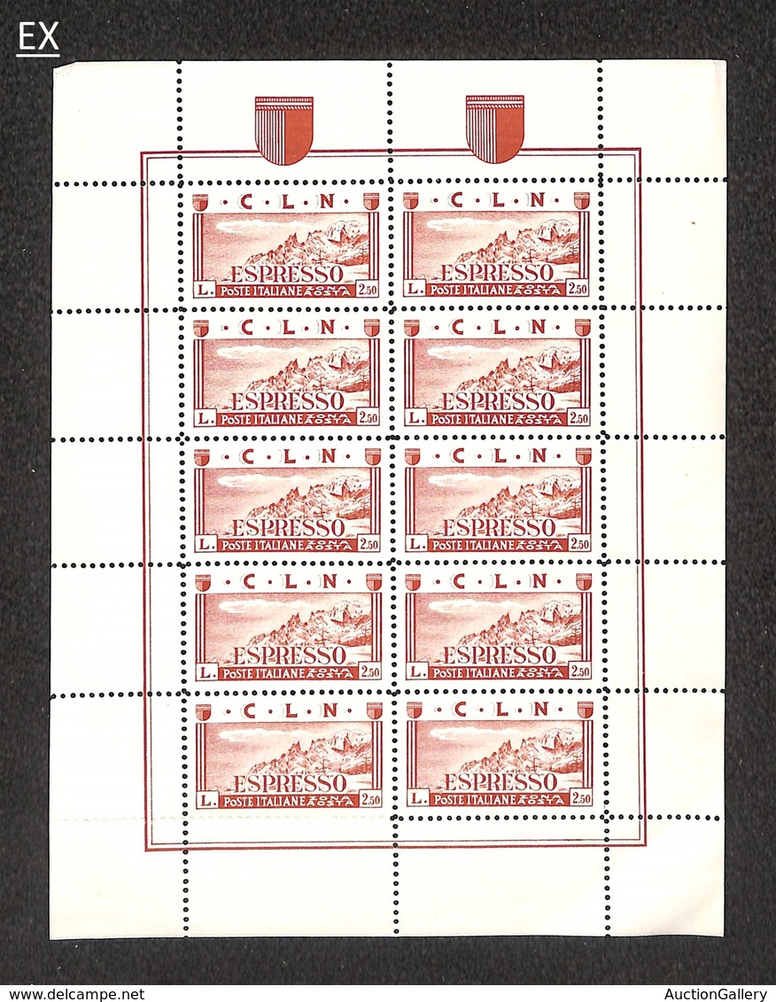 EMISSIONI LOCALI - CLN - AOSTA - 1944 - Minifogli (9/16) - Serie Completa - Gomma Integra (990) - Sonstige & Ohne Zuordnung