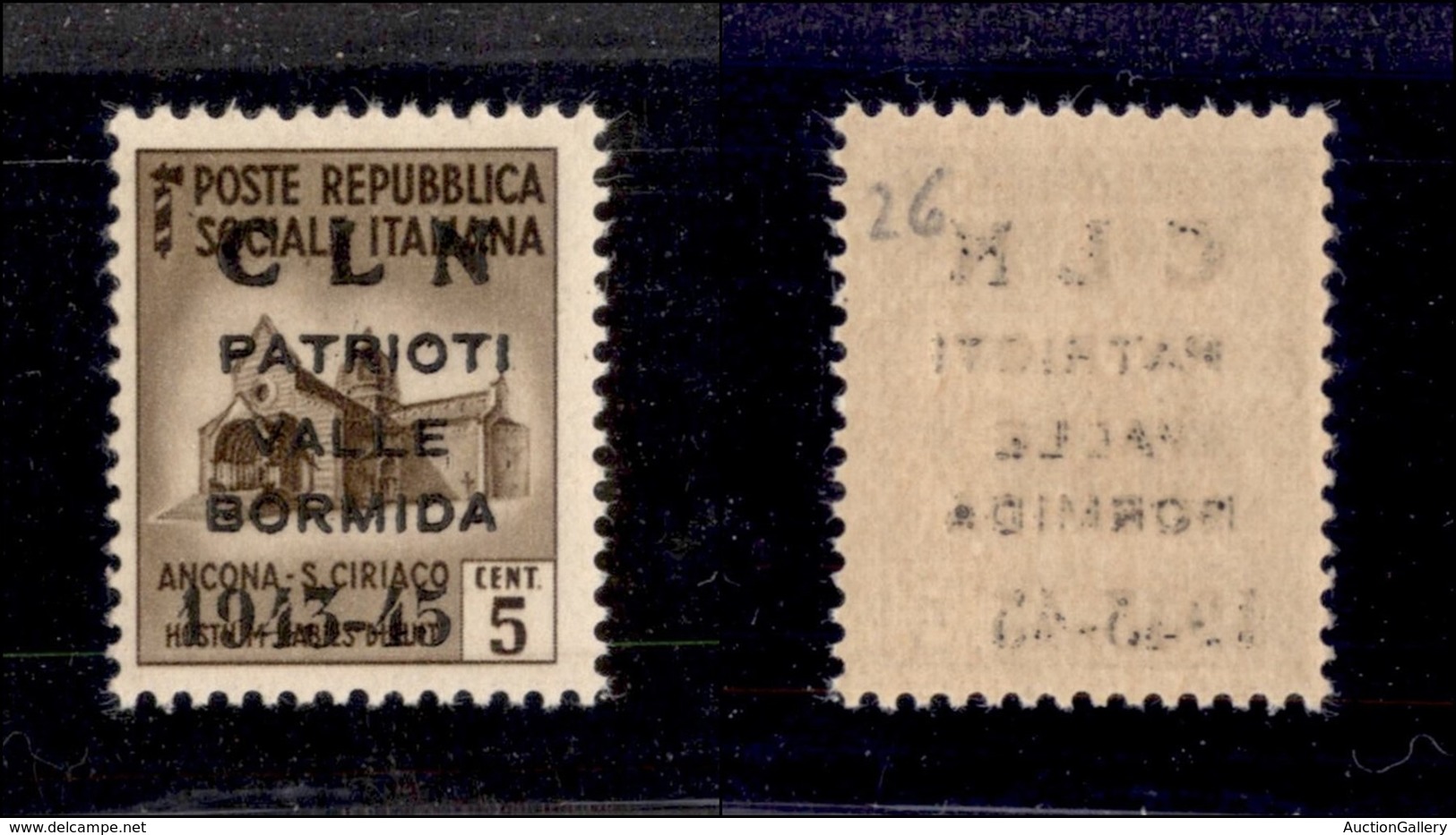 EMISSIONI LOCALI - CLN - VALLE BORMIDA - 1945 - Soprastampa Modificata - 5 Cent (1A) - Gomma Integra - Cert. AG (4.500) - Autres & Non Classés