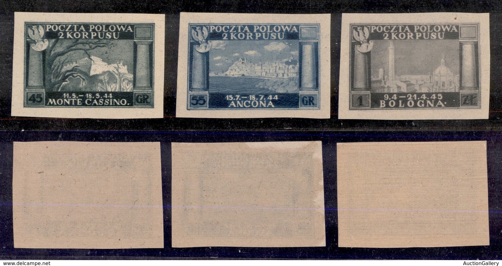 EMISSIONI LOCALI - CLN - CORPO POLACCO - 1946 - Carta Grigia (1A/3A) - Serie Completa Non Dentellata - Gomma Integra - Other & Unclassified