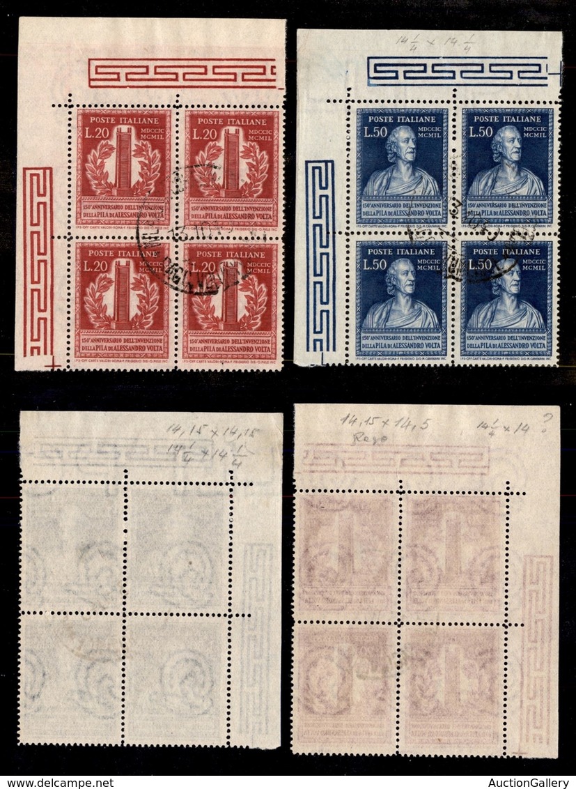 REPUBBLICA - REPUBBLICA - 1949 - Volta (611/612) - Serie Completa Usata In Quartine Angolari - Molto Belle - Other & Unclassified