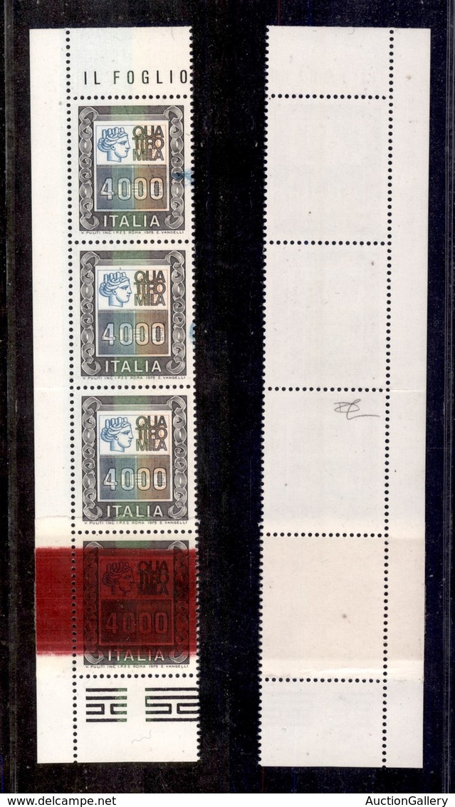 REPUBBLICA - REPUBBLICA - 1979 - 4.000 Lire (1441 Fluorescente) - Striscia Angolare Di Quttro - Coppia Inferiore Su Cart - Other & Unclassified