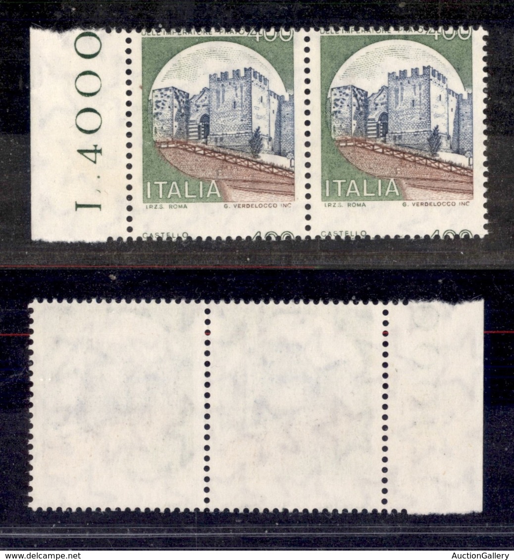 REPUBBLICA - REPUBBLICA - 1980 - 400 Lire Castelli (1520) - Coppia Con Dentellatura Orizzontale A Cavallo Del Valore - G - Other & Unclassified