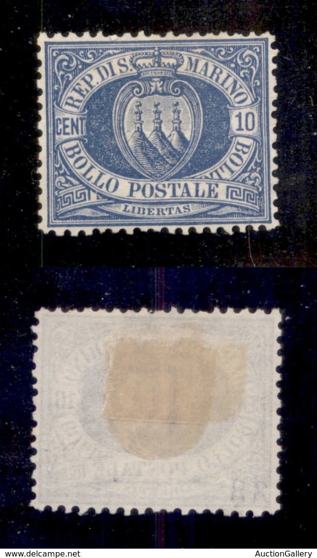 SAN MARINO - SAN MARINO - 1877 - 10 Cent Stemma (3) Senza Gomma - Ottimamente Centrato - Other & Unclassified