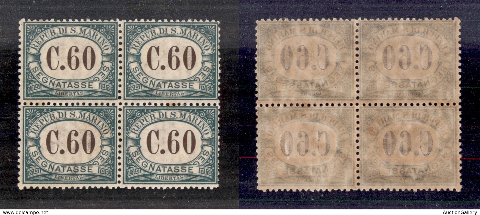 SAN MARINO - SAN MARINO - 1897 - Segnatasse - 60 Cent (5) In Quartina - Gomma Integra - Sonstige & Ohne Zuordnung