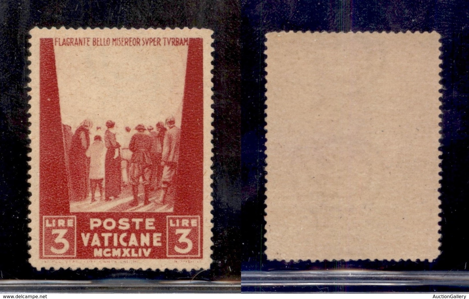 VATICANO - VATICANO - 1945 - 3 Lire Pio XII (100a) Senza Redentore - Gomma Integra - Cert. AG (320) - Sonstige & Ohne Zuordnung