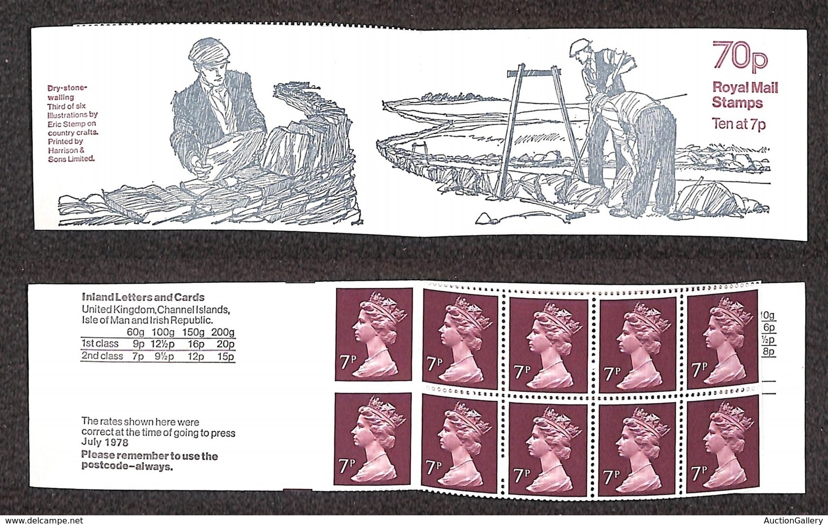 ESTERO - GRAN BRETAGNA - 1978 - 70p Folded Booklet “Dry Stone Walling” (FD4A) - Left Hand Margin - Nuovo - Autres & Non Classés