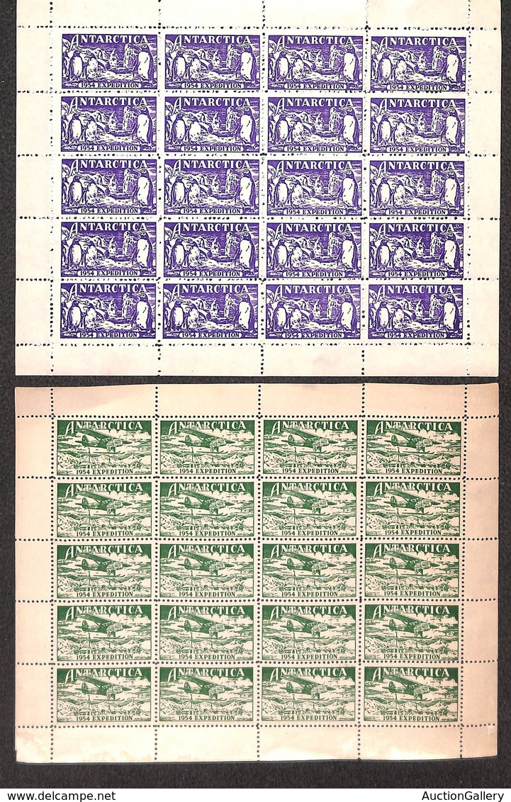 ESTERO - TERRITORI ANTARTICI - 1954 - Antartica Expedition - Due Foglietti Con 20 Vignette Ciascuno - Gomma Integra - Unused Stamps