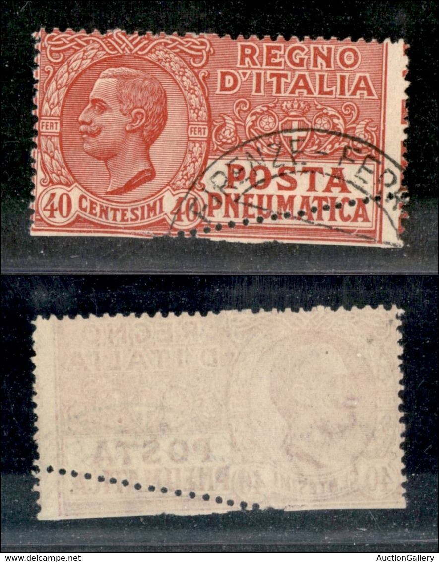 REGNO D'ITALIA - POSTA PNEUMATICA - 1925 - 40 Cent Posta Pneumatica (9 - Varietà) - Usato - Dentellatura Inferiore Diago - Other & Unclassified