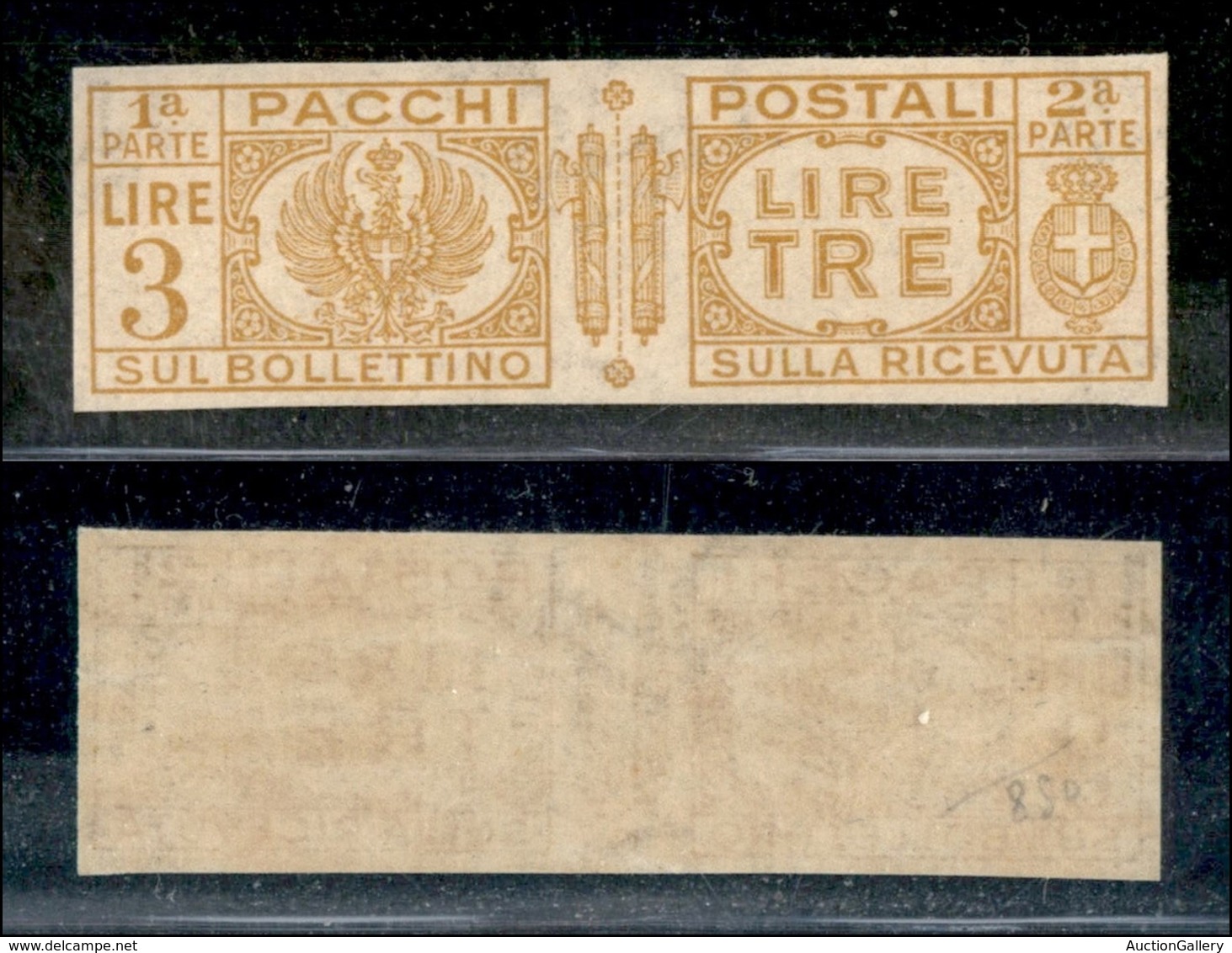 REGNO D'ITALIA - PACCHI POSTALI - 1927 - 3 Lire Pacchi Postali (32d) - Non Dentellato - Gomma Originale (100) - Other & Unclassified