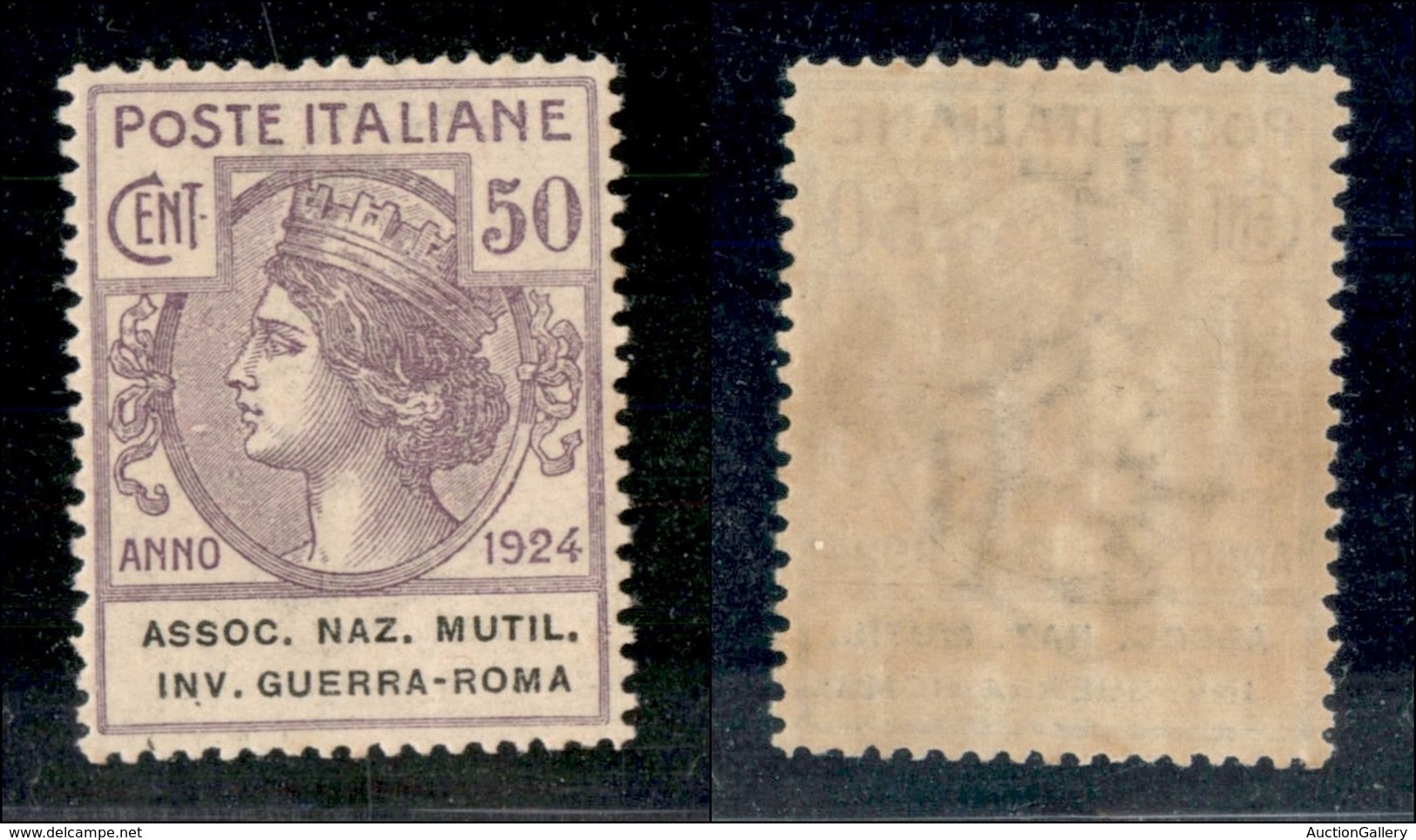REGNO D'ITALIA - PARASTATALI - 1924 - 50 Cent Assoc. Naz. Mutil. Inv. Guerra-Roma (9) - Gomma Originale Con Invisibile T - Other & Unclassified