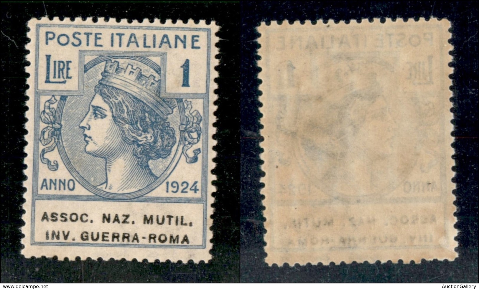 REGNO D'ITALIA - PARASTATALI - 1924 - 1 Lira Assoc. Naz. Mutil. Inv. Guerra-Roma (10) - Gomma Originale - Ottima Centrat - Other & Unclassified