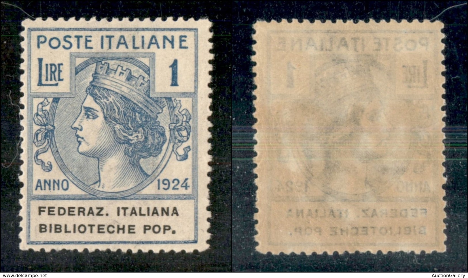 REGNO D'ITALIA - PARASTATALI - 1924 - 1 Lira Federaz. Italiana Biblioteche Pop. (37) - Gomma Integra (62) - Other & Unclassified