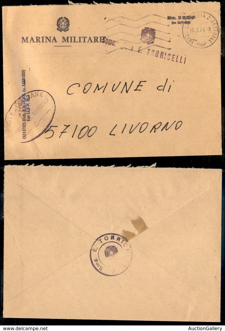 REGNO D'ITALIA - ALTRE IMBARCAZIONI - Sommergibile E. Torricelli - Busta In Franchigia Da La Spezia A Livorno Del 13.3.7 - Other & Unclassified