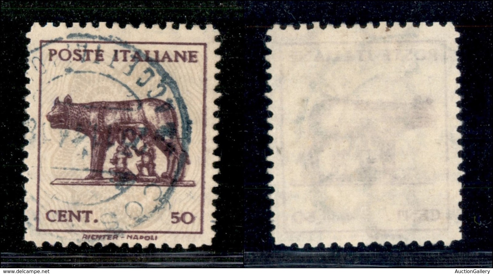 REGNO D'ITALIA - LUOGOTENENZA - 1943 - 50 Cent Lupa (515 H) - Usato - Leggera Doppia Stampa (160) - Other & Unclassified