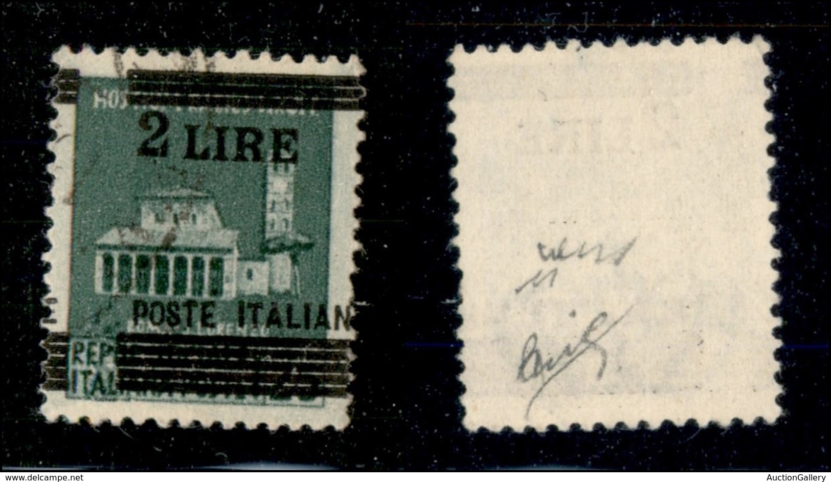 REGNO D'ITALIA - LUOGOTENENZA - 1945 - 2 Lire Su 25 Cent (525 Varietà) - Usato - Soprastampa A Destra (a Cavallo) - Non  - Other & Unclassified