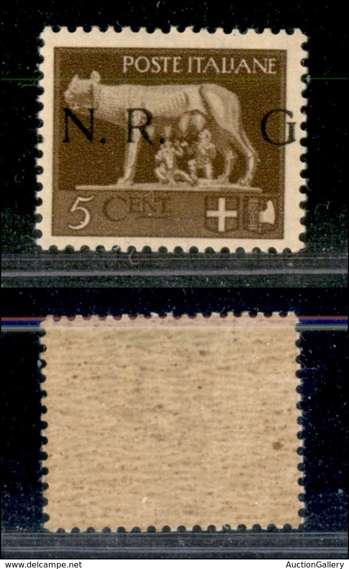 REPUBBLICA SOCIALE  - GNR BRESCIA - 1943 - 5 Cent (470/I E) - NR G - Gomma Integra (150) - Sonstige & Ohne Zuordnung