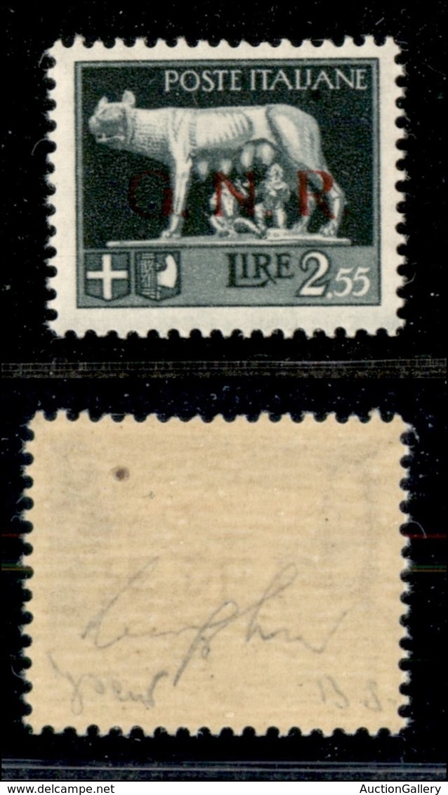 REPUBBLICA SOCIALE  - GNR BRESCIA - 1943 - 2,55 Lire (483/I) - Gomma Integra Con Piccolo Corpo Estraneo - Sirotti - Other & Unclassified