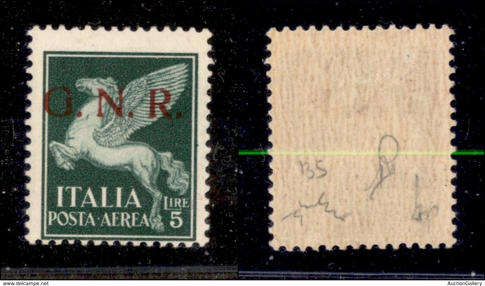 REPUBBLICA SOCIALE  - GNR BRESCIA - 1943 - 5 Lire Aerea (123/I) - Gomma Originale - Chiavarello (350) - Autres & Non Classés